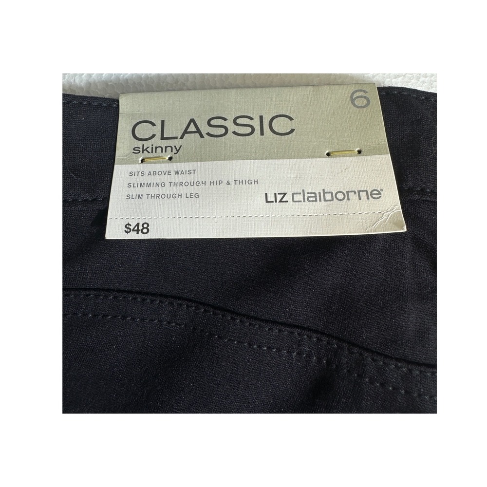 Liz Claiborne Classic‎ Skinny Ponte Casual Pants Black Size 6 New With Tags - Picture 2 of 8